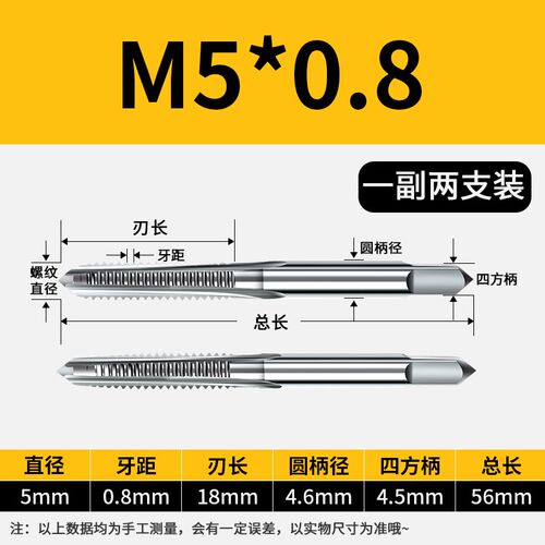 手用细牙丝锥M8M12M14M16M18M20X1*1.25x1.5丝攻套装手动攻丝工具