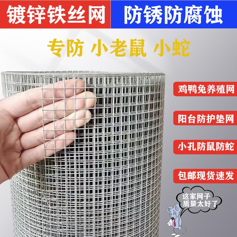 热镀锌铁丝网镀锌养o殖围栏网钢丝网加粗超硬防鼠网家用铁网格