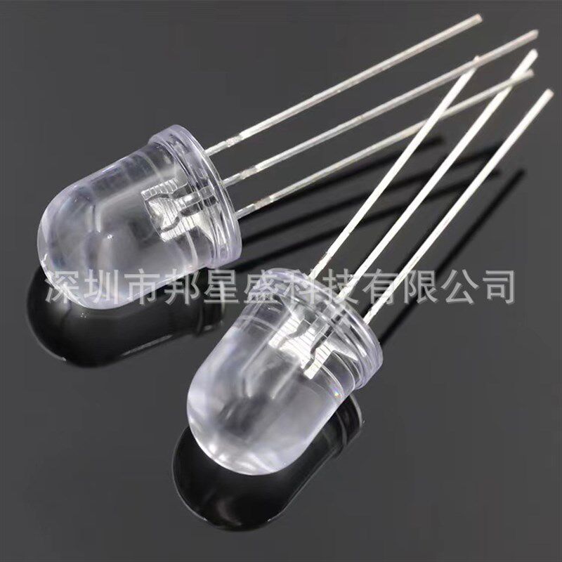 高亮F10MM圆头透明雾状直插LED灯珠红翠绿红蓝红普绿双色共阴共阳
