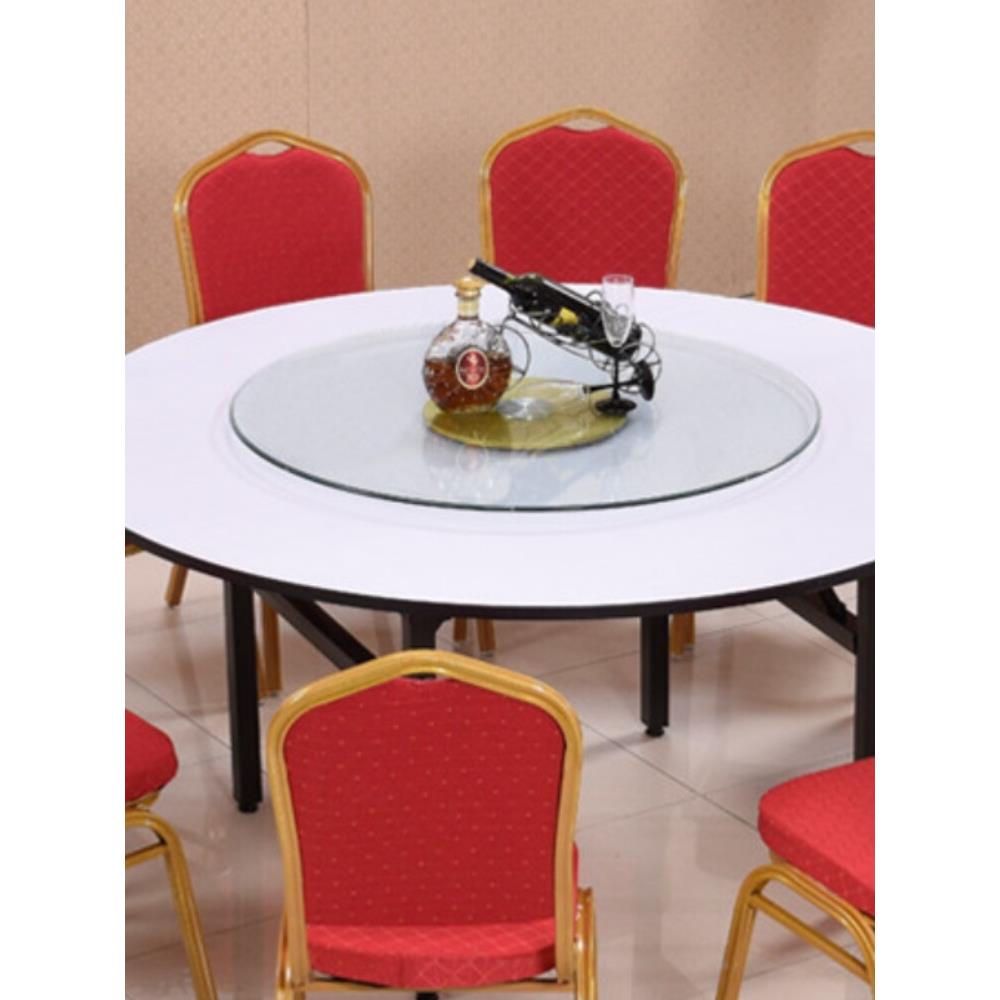 #实木饭店酒店PVC大圆桌酒席婚庆圆桌面桌椅组合餐厅餐桌折叠圆桌