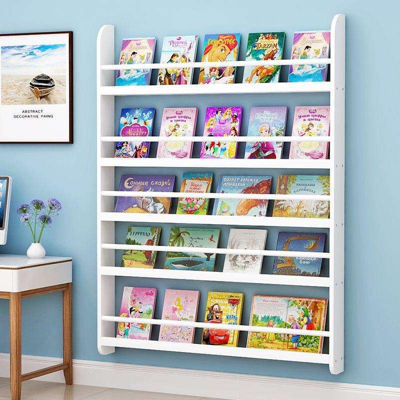 儿童墙上书架幼儿园绘本架儿童书架挂墙书柜儿童书柜实木书柜挂墙