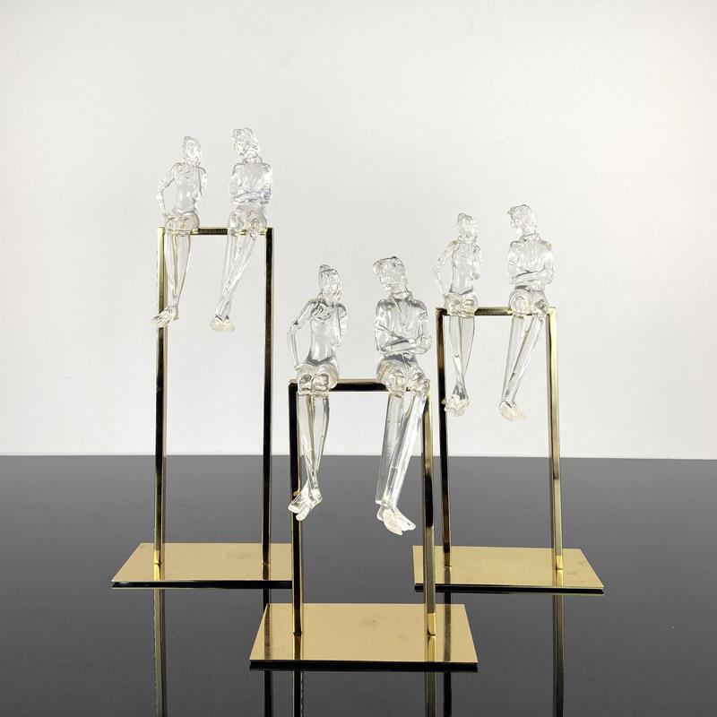 现代简约新中式树脂两小无猜摆件书房客厅电视台书柜时尚轻装饰品