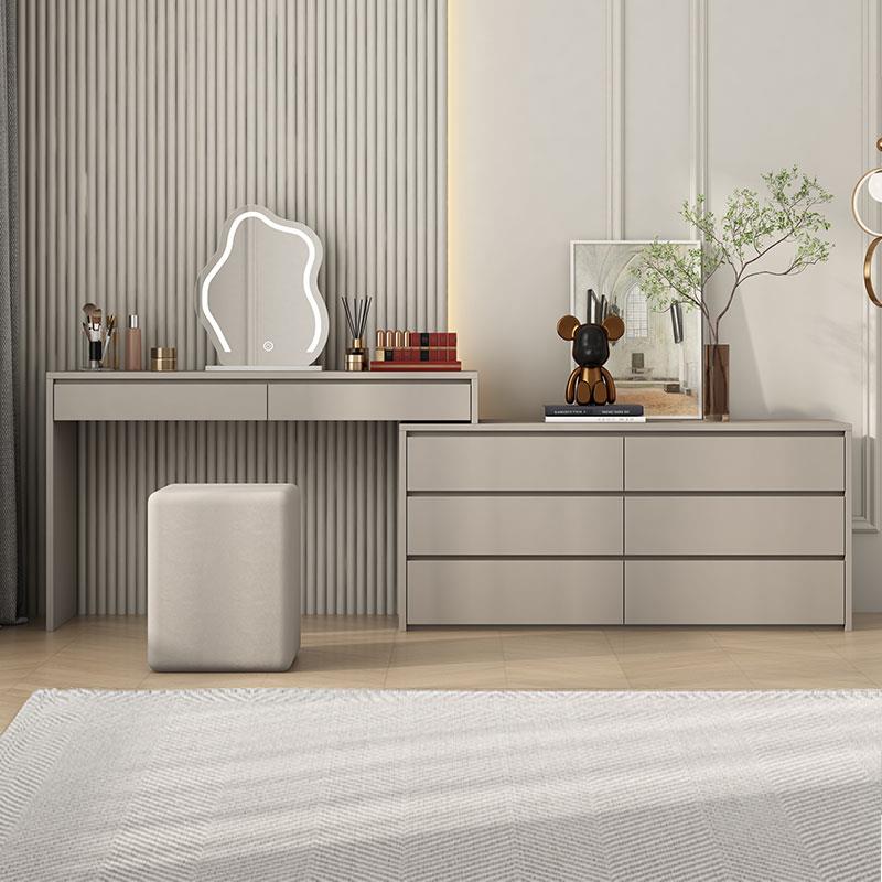 7T五斗柜一体梳妆台化妆桌床尾收纳柜卧室现代简约法式奶油风伸缩