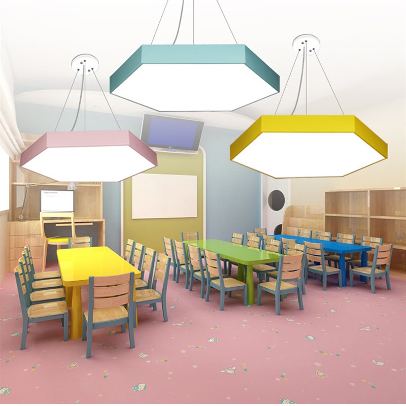 卡通几何吊灯幼儿园大厅教室过道正方三角形六边形创意造型吸顶灯