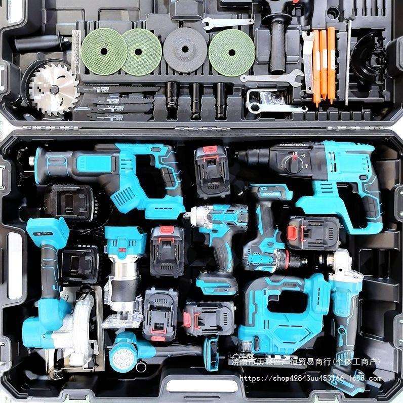 【十件套】锂电电锤角磨机电动扳手电钻单手锯曲线锯修边机电链锯