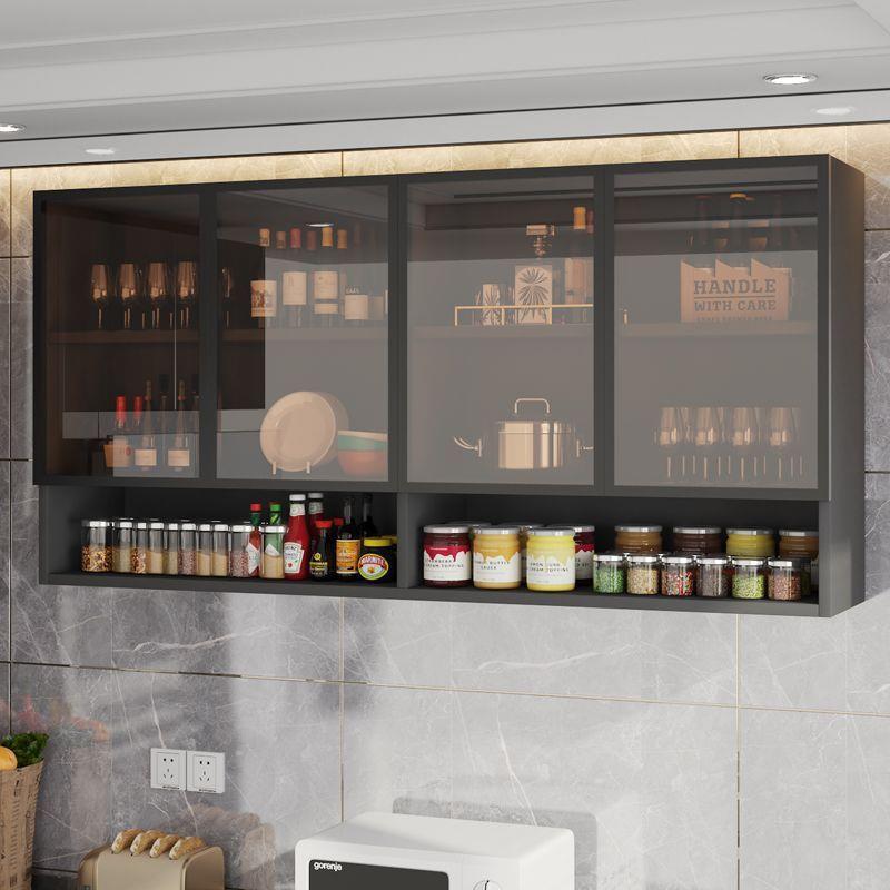 实木吊柜墙上壁柜家用酒柜壁橱厨房玻璃挂柜阳台卫生间储物柜