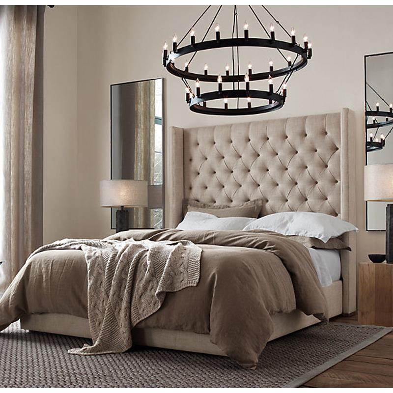 美式双人啦扣床 儿童高背布艺床 美式家具床 欧式婚床简约床