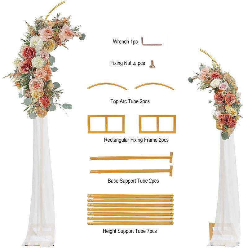 金属结婚礼拱门铁艺婚庆专用折半形拱形支架子草坪圆环花架道具