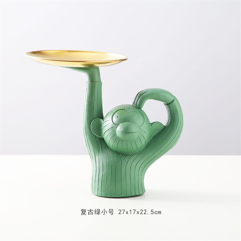 北欧创意树脂摆件水果点心收纳盘猴子托盘收纳装饰品厂家直销