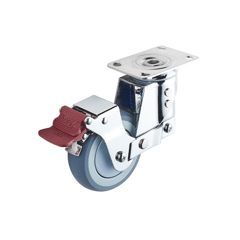 中型平底TPR轮 单轮平底定向万向刹车脚轮推车脚轮货架脚轮3-5寸