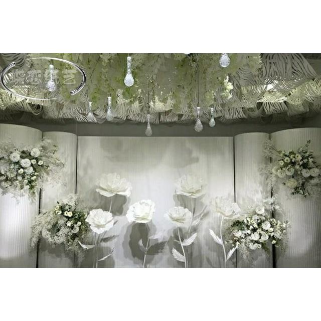 新款婚庆纸花婚礼商场美陈纸花店铺橱窗背景皱纹立杆路引