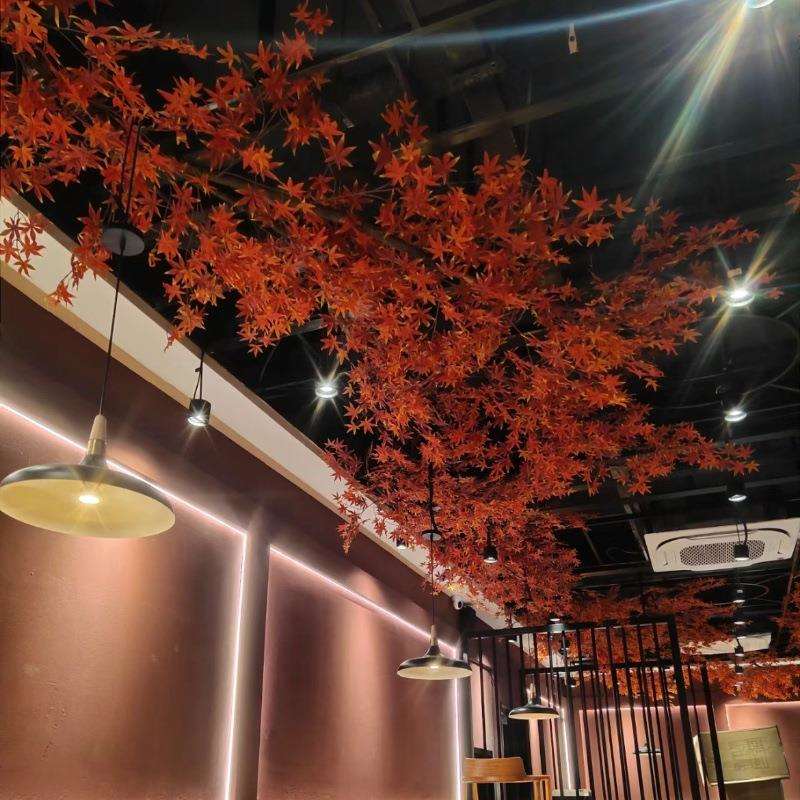 仿真枫叶吊顶装饰花藤红树叶烧烤店天花板假绿植氛围植物墙面遮丑