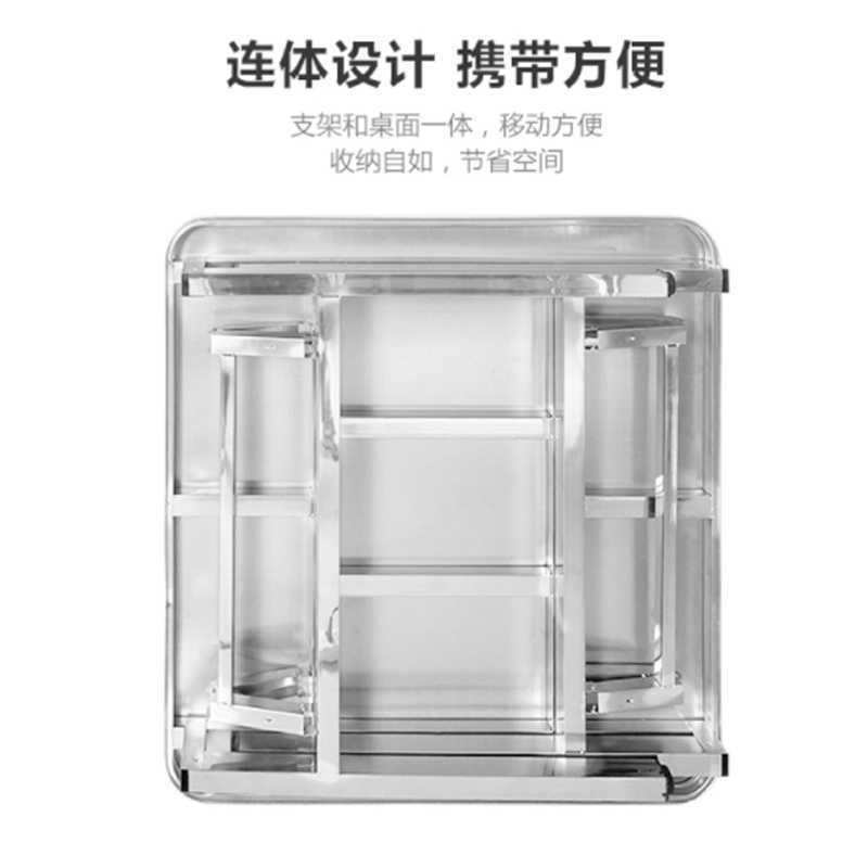 家用烤火不锈钢正方形桌子现代简约餐桌可折叠户外折叠桌便携方桌