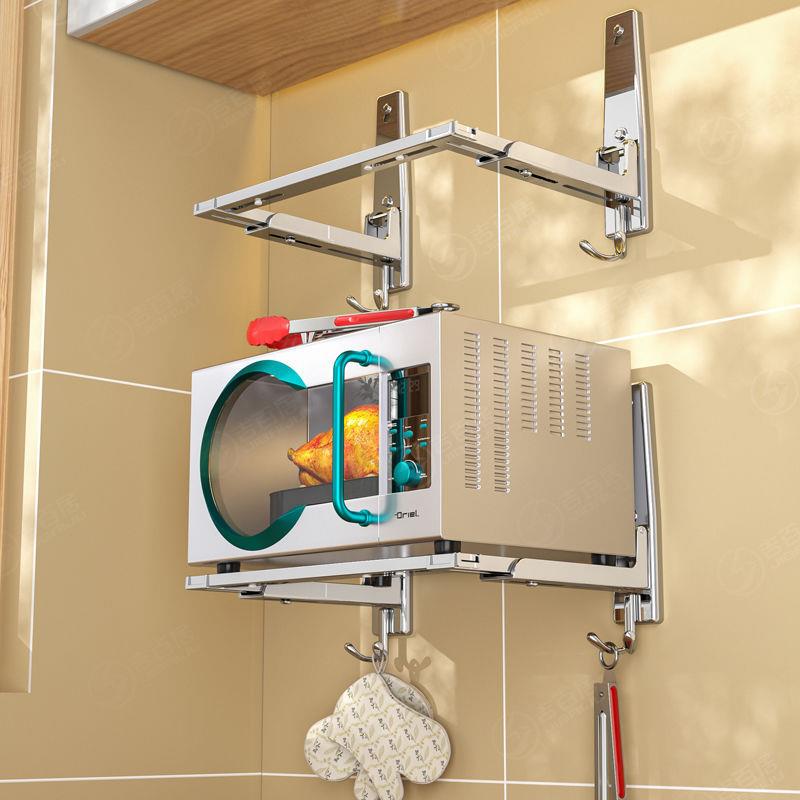 微波炉架壁挂式厨房架子置物架304不锈钢烤箱烤炉收纳托架