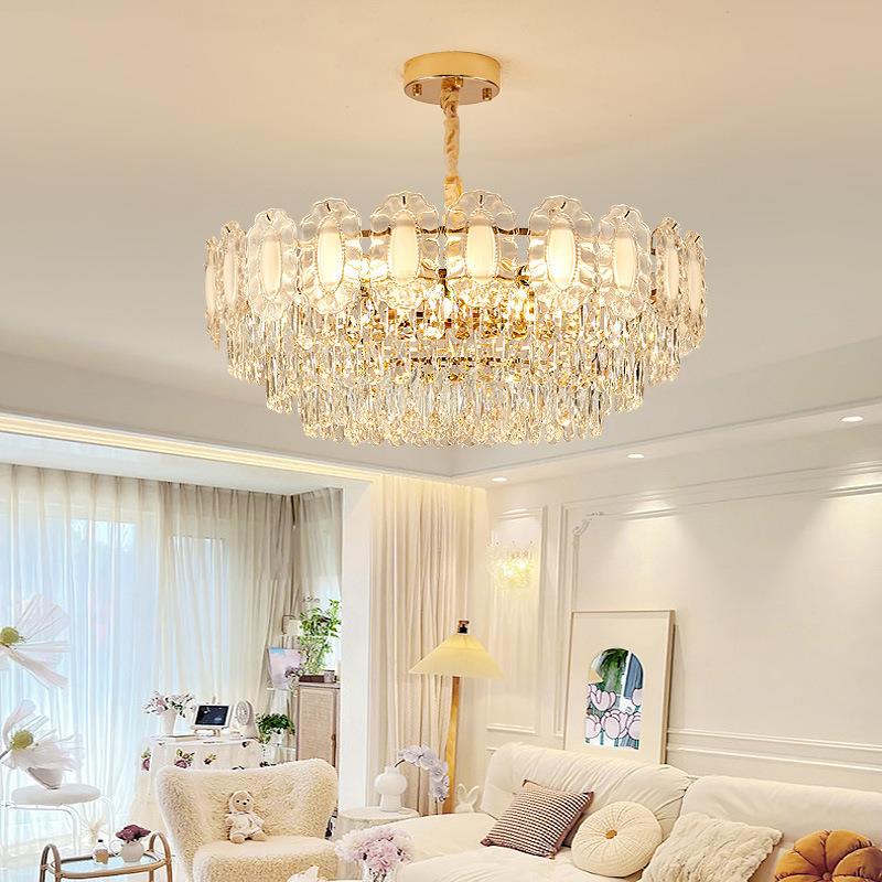 法式轻奢网红水晶灯现代简约客厅灯餐厅卧室复古格调中古玻璃吊灯