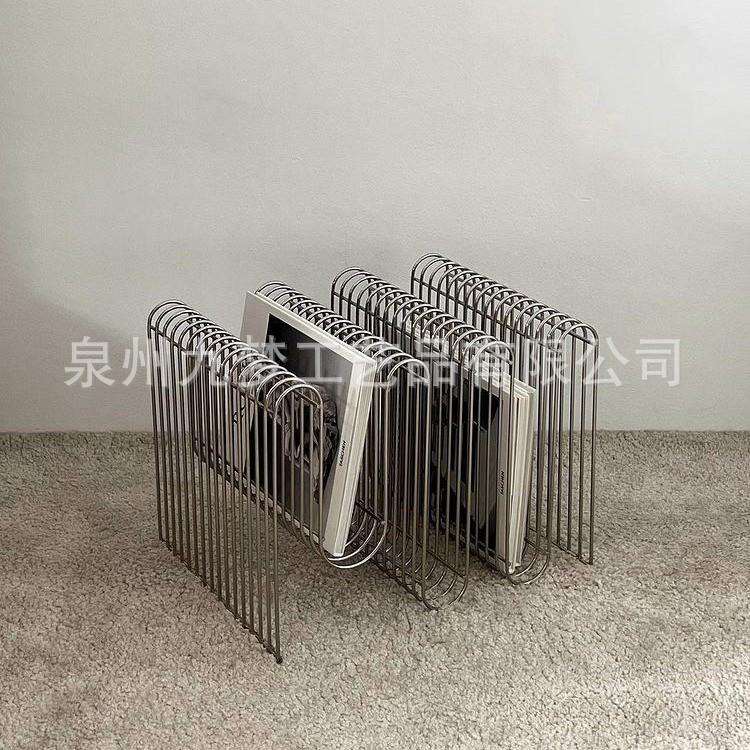 金属线条茶几客厅装饰收纳书架落地杂志架置物架小桌子沙发边几