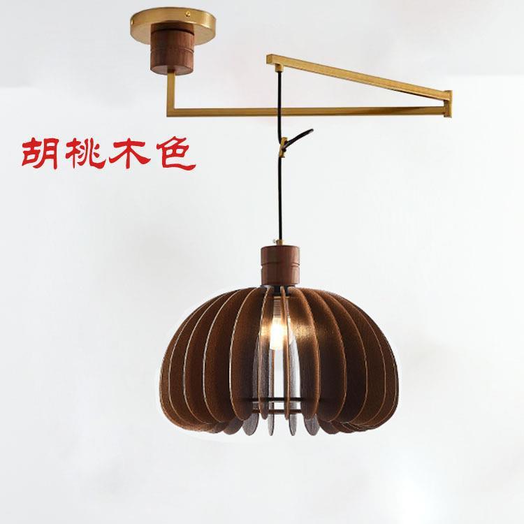 法式中古可移位餐厅吊灯奶油风吧台书房床头摇臂伸缩复古南瓜吊灯