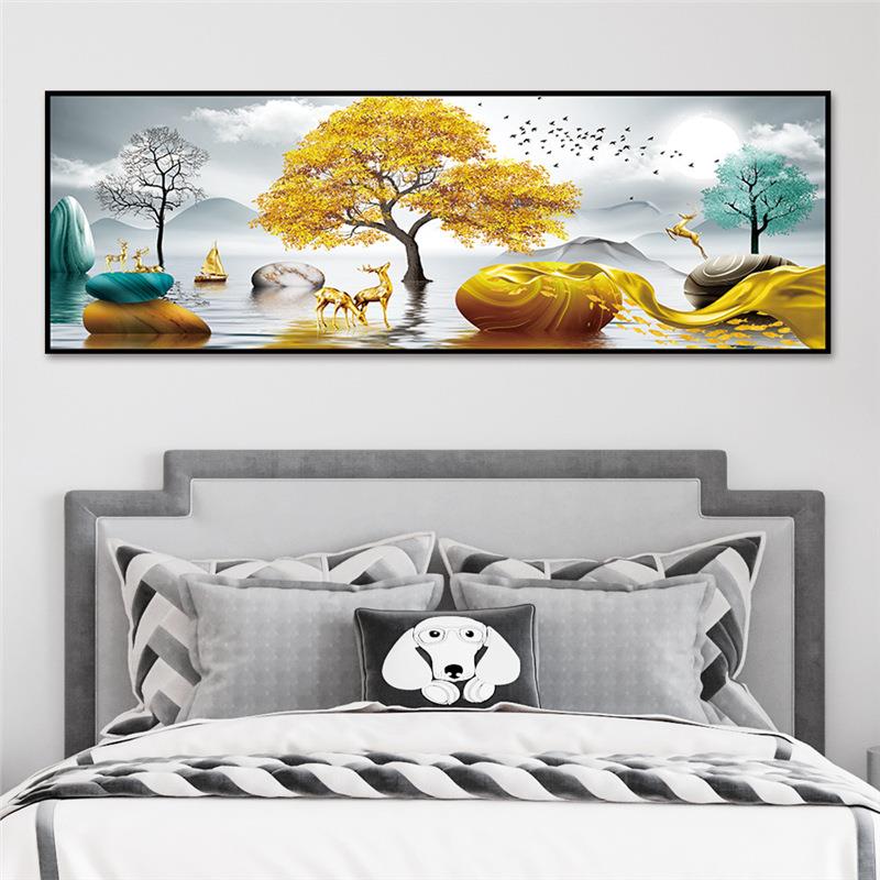 店管家床头装饰画宾馆自粘贴画背靠金山静心墙贴画床头壁