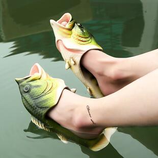Design fish slippers mens beach shoes unisex plus size mules