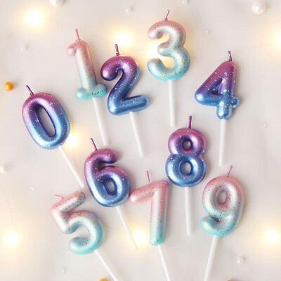 birthday cake digital candles party decoration card Number