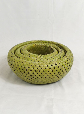 速发品编制竹编织筐双层鸟巢水果盘手工簸箕竹篮子鸡蛋收纳竹馒头