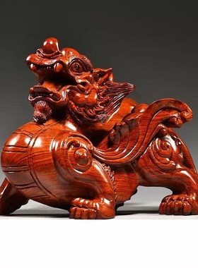 速发花号木雕貔貅摆件实木大梨一对客厅家居办公室装饰工送品开业