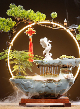 速发招财流水摆件公办室桌面创意家居客厅玄关居饰品开业乔迁新装