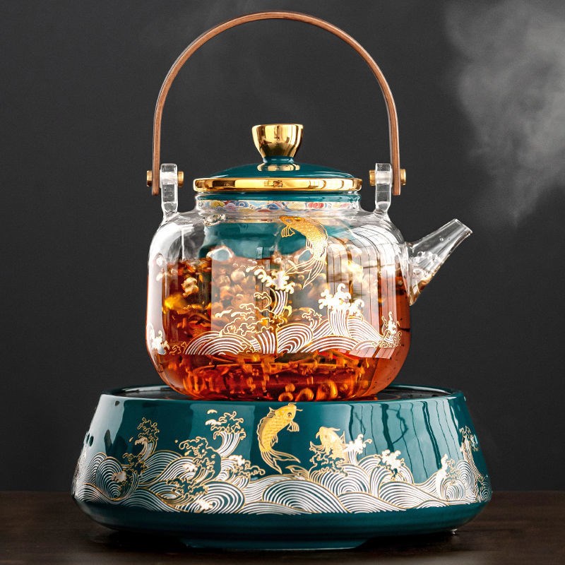 速发煮茶器茶具套装玻璃煮茶壶家用全自动蒸汽煮茶炉烧水壶电陶炉