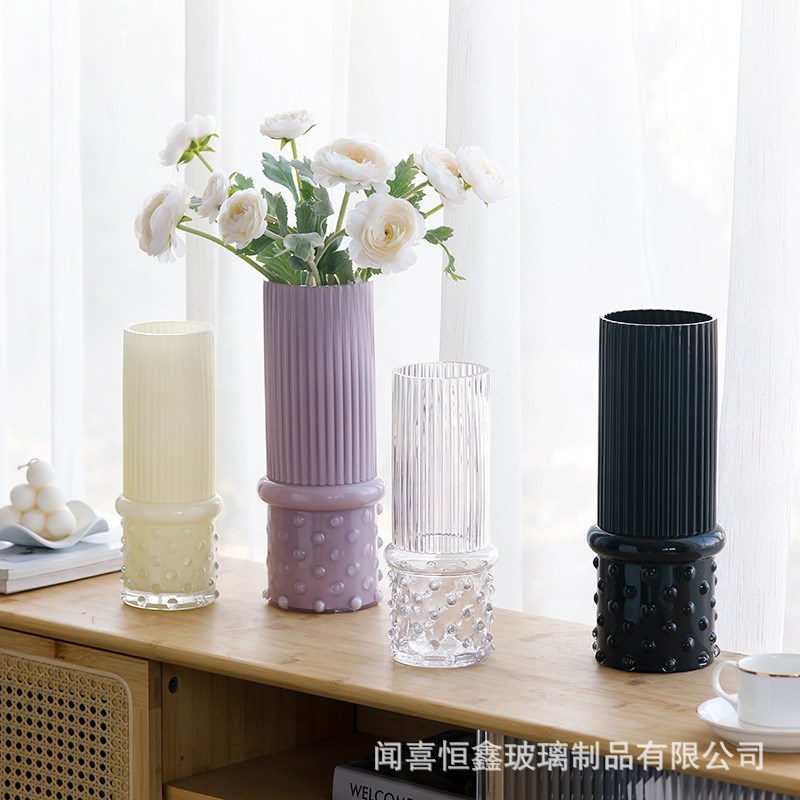 速发风花颜值透明玻璃瓶瓶家居客厅装饰花高摆件
