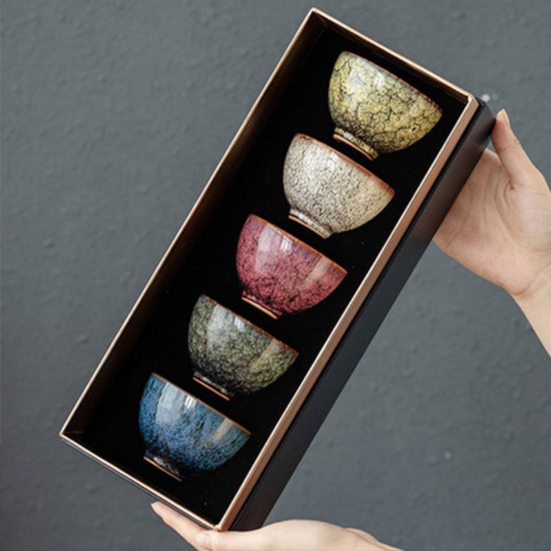 速发茶具杯子套装窑变功夫茶杯陶瓷小茶杯6只装品茗杯喝茶小杯天