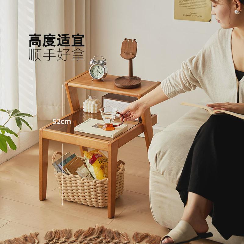 速发7T全实木简易床头柜卧室简约沙发边几书桌客厅小茶几家用床边