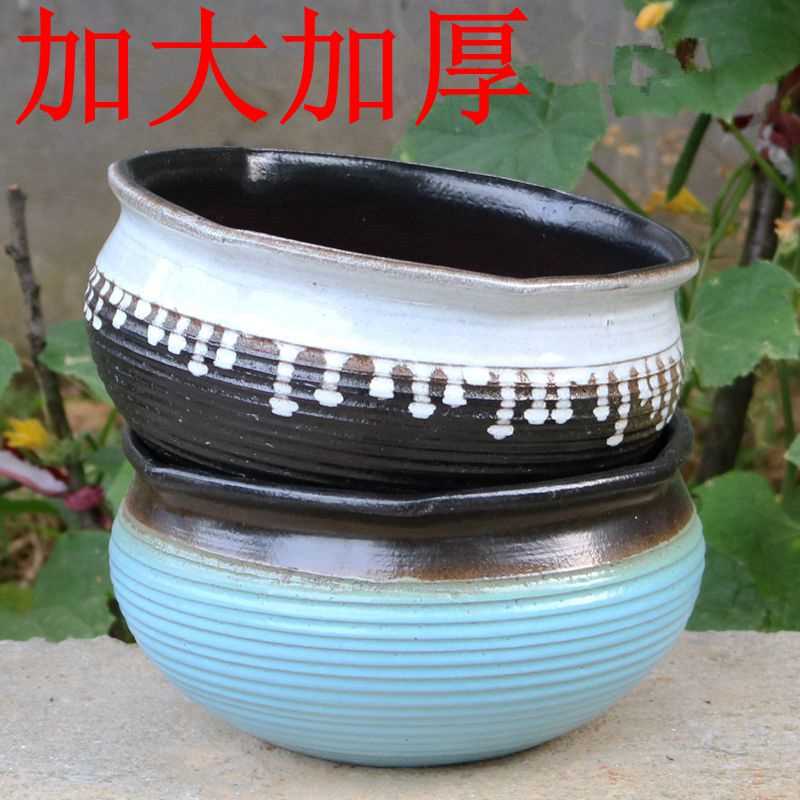 速发粗陶多肉花盆法师陶瓷紫砂大口径个性高陶罐素烧创意