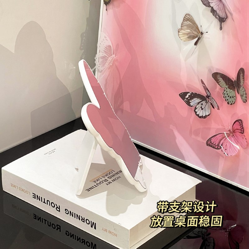速发轻奢蝴蝶化妆镜台式可立梳妆镜不规则异形镜子补妆镜化妆品收
