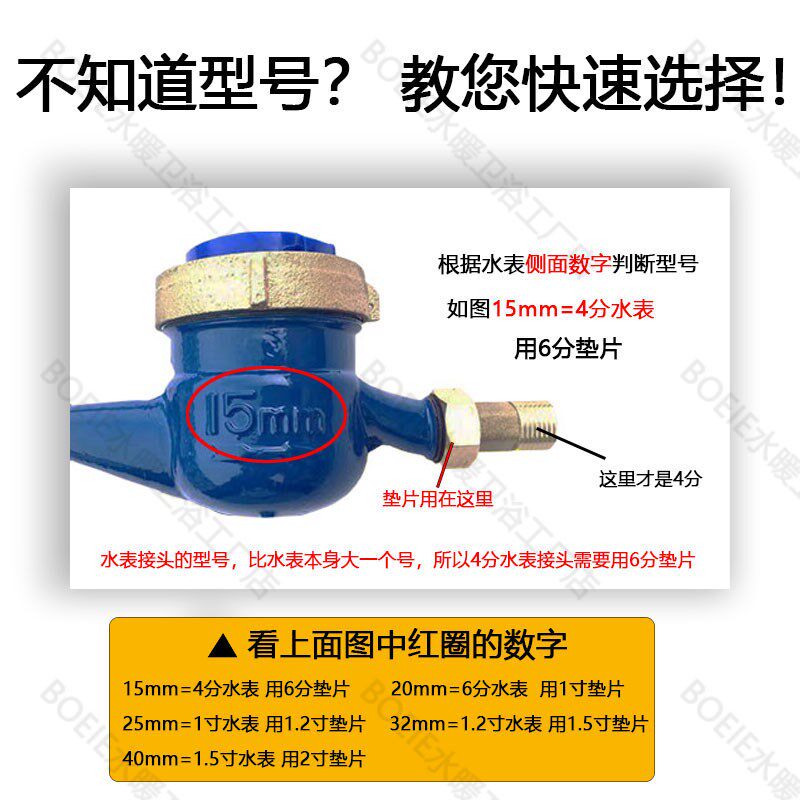速发4/6分水表垫圈密封圈橡胶垫片1寸活接水表垫D15D20接头平垫25