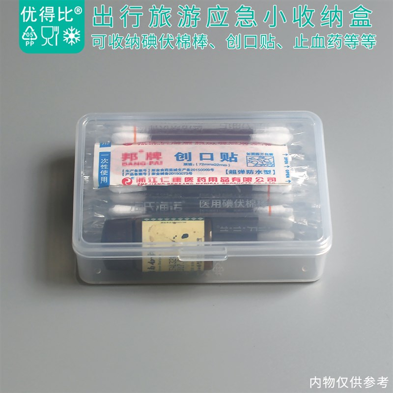 速发创伏贴收纳盒防血药碘可棉签棒药盒透明塑料小盒子旅行便携式