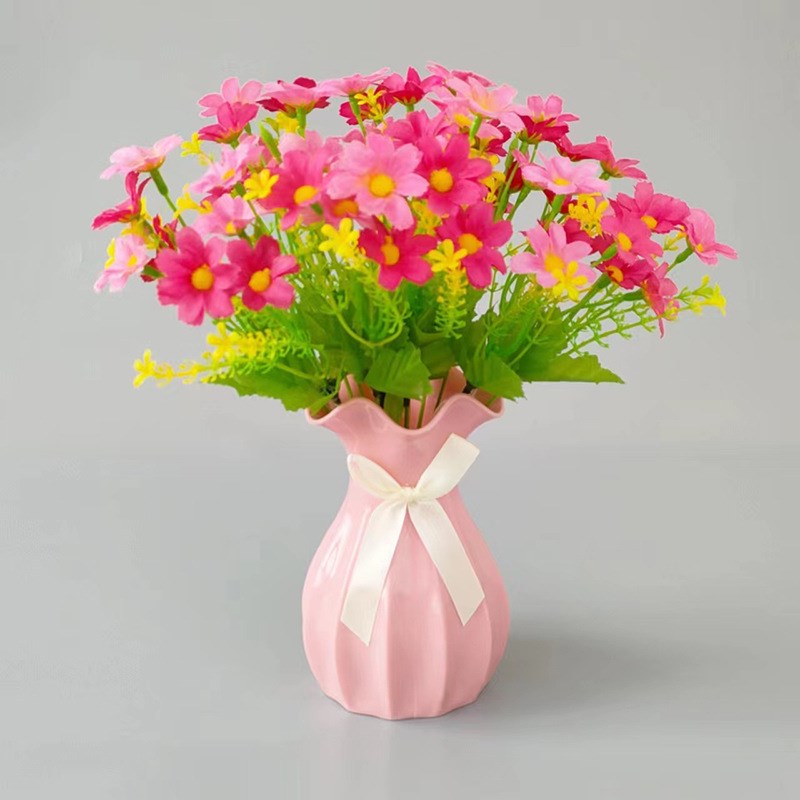 速发藤编铁艺木质仿陶瓷花瓶客厅干小燥插花塑料花花瓶桌面装饰花