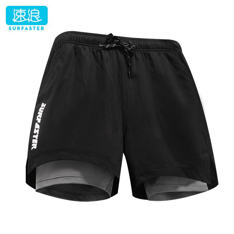 速发速码水上乐园双层泳裤沙滩裤宽松大浪海边度假男士可尴尬速干