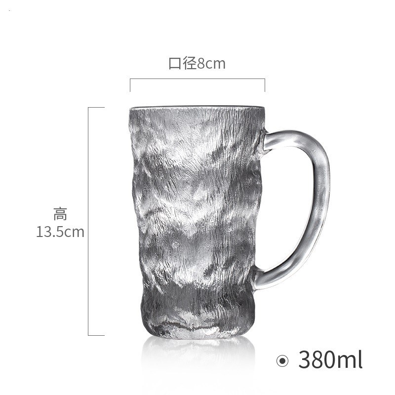 速发式克杯日马冰川纹玻璃子把手高颜值茶杯喝水杯杯风咖啡杯