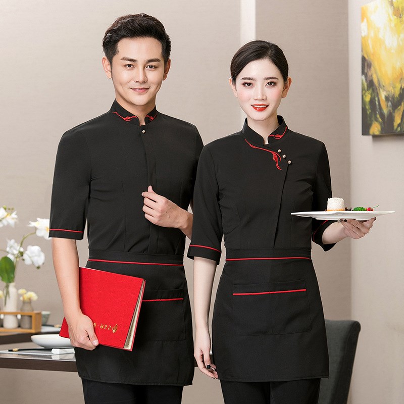 速发中服高档酒季式务元七分袖工作服饭店餐饮火锅店前台夏店服装