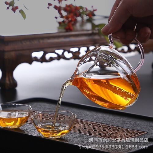 速发高硼硅玻具四茶器家用功夫茶璃多彩把手茶海分瓣花公道杯