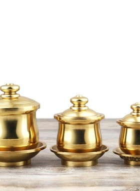 速发水具大悲贡杯净佛杯家用装内胆佛前供养供水杯光身纯铜圣水杯