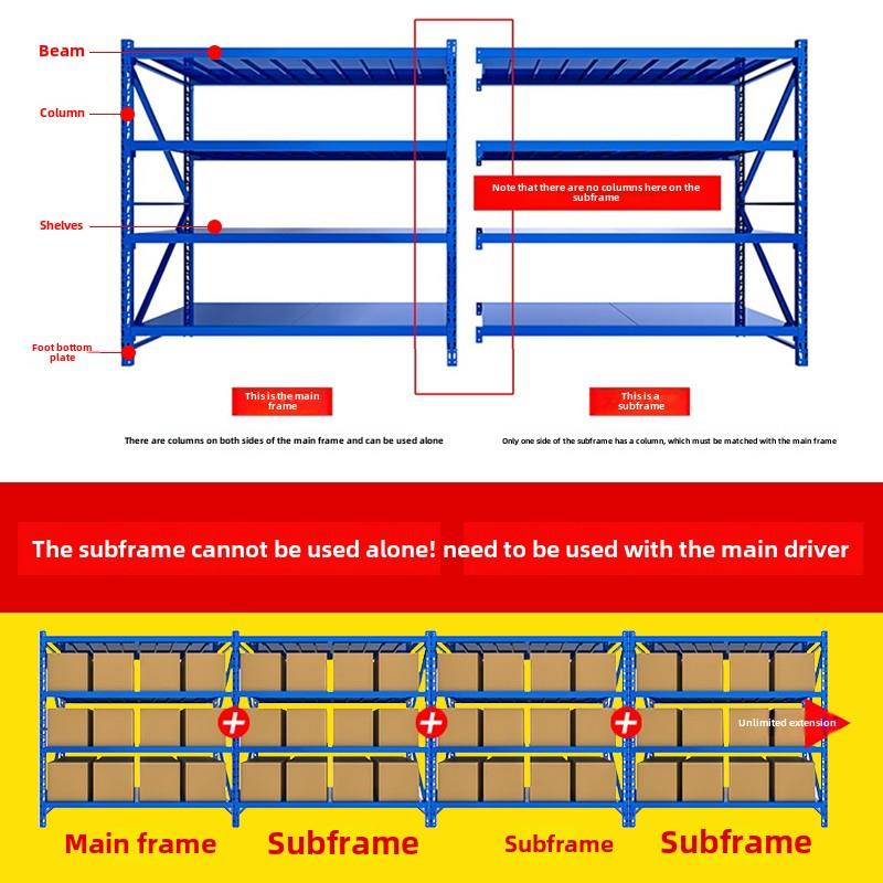 仓储货架置物架多层仓库重型超强承重储物架家用金属货物架铁架子