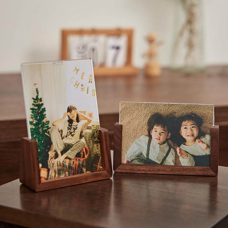 创意U型实木相框摆台打印678寸A4洗照片定制diy做成画框摆件展示