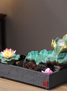 流水生财摆件桌面鱼缸循环水装饰客厅玄关办公室摆设乔迁开业礼品