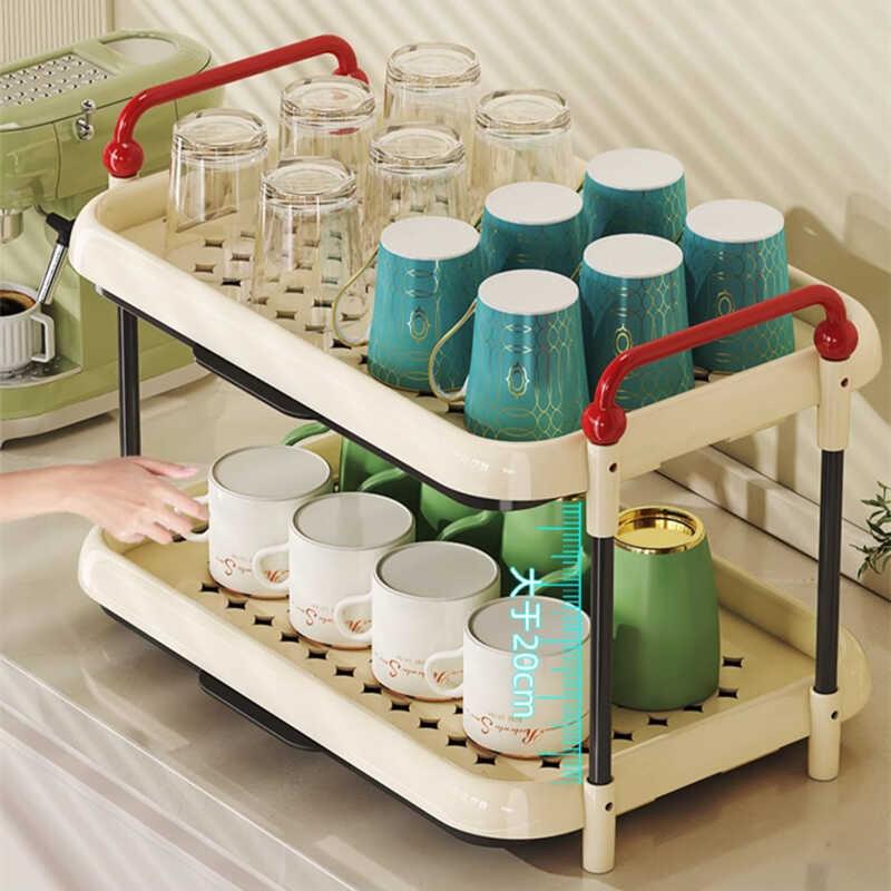 杯架子置物架厨房晾放水杯架玻璃杯收纳架桌面双层茶杯茶具沥水架