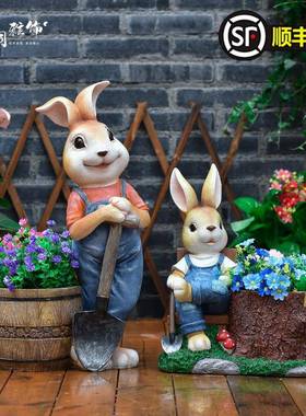 户外可爱兔子动物造型花盆庭院花园院子阳台装饰造景布置大摆件