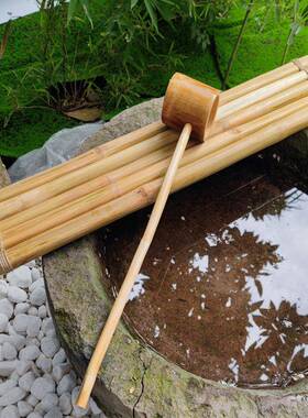 碳化竹排摆件庭院中式黄色竹盆钵防腐板槽太阳能鱼缸客厅陶罐养