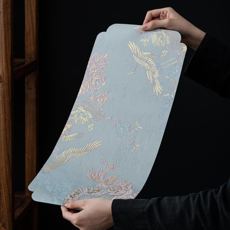 浮雕织金双面小茶席桌垫中式禅意手工布艺壶垫杯垫干泡席茶台布垫