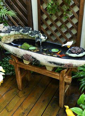 庭院小水景布置阳台摆件流水户外鱼池造景室外循环水鱼缸水系景观