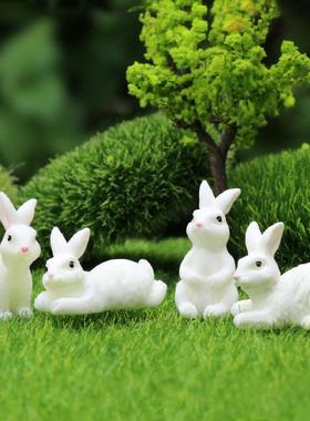 可爱田园风迷你小兔子公仔模型手办创意桌面微景观家居装饰品摆件